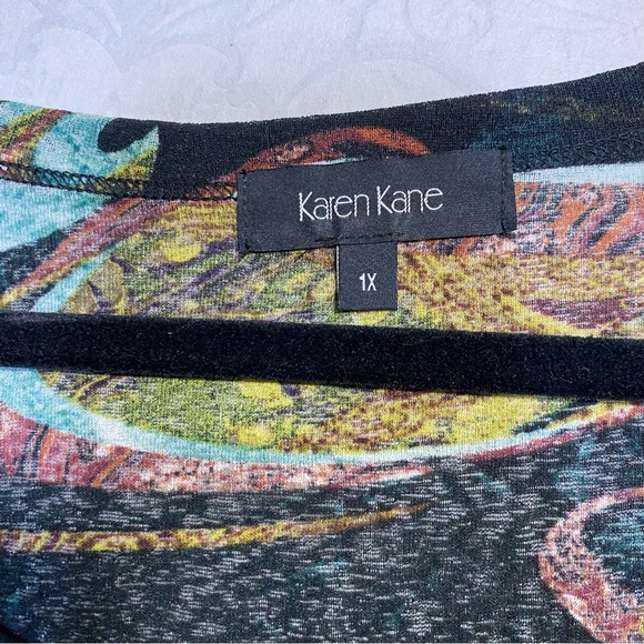 Super Cool Fabric Feel SemiSheer 3/4 Sleeve Blouse Scoop Crew Neck Marbled Shirt - Picture 12 of 12